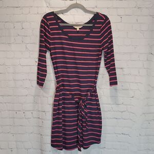 Banana Republic factory navy blue and pink striped dress NWT